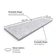 Stopnica Granitowa G602 płomieniowana 150x33x2 cm / 2 krawędzie wykończone