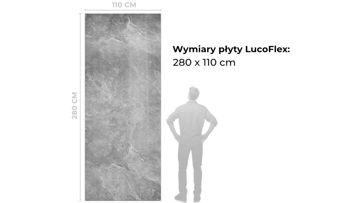 Wymiary płyty LucoFlex: 280 x 112 cm