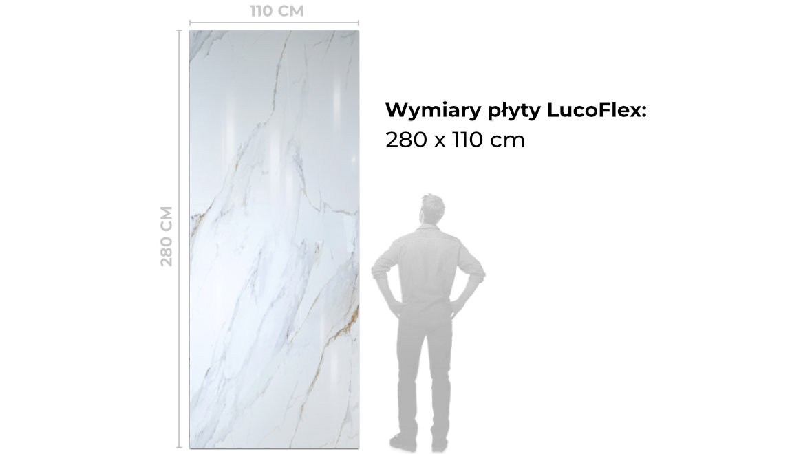 Wymiary płyty LucoFlex: 280 x 112 cm